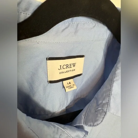 J.Crew Collection Feather Trim Poplin Button-Up Shirt | Size 14 | Blue - Picture 5 of 15
